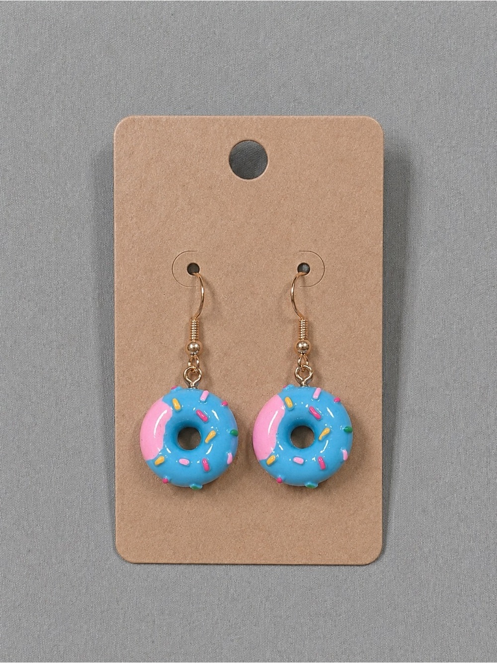 Cute Pink & Blue Donut Dangle Earrings for Kids